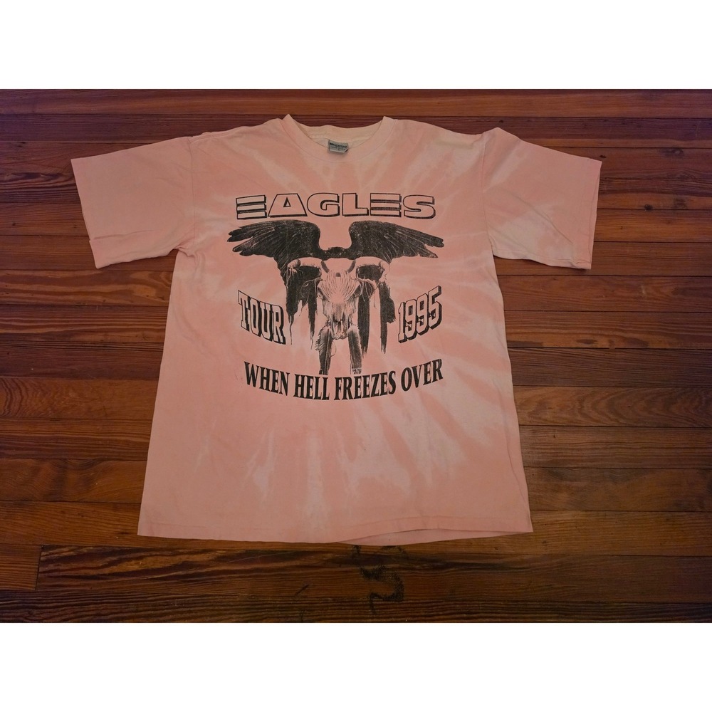 Vintage 1995 Eagles When Hell Freezes Over Tour T-Shirt Pink Tie Dye Mens L